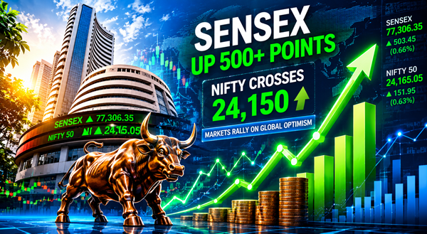 Sensex Rises Over 500 Points, Nifty Crosses 24,150 as Global Risk Sentiment Improves